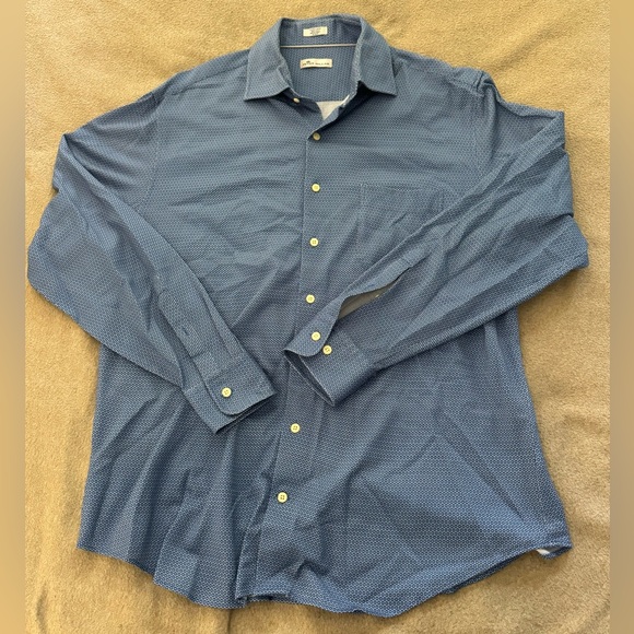 PETER MILLAR CROWN COTTON SPORT BUTTON DOWN BLUE MENS SHIRT SIZE XL - Picture 4 of 8
